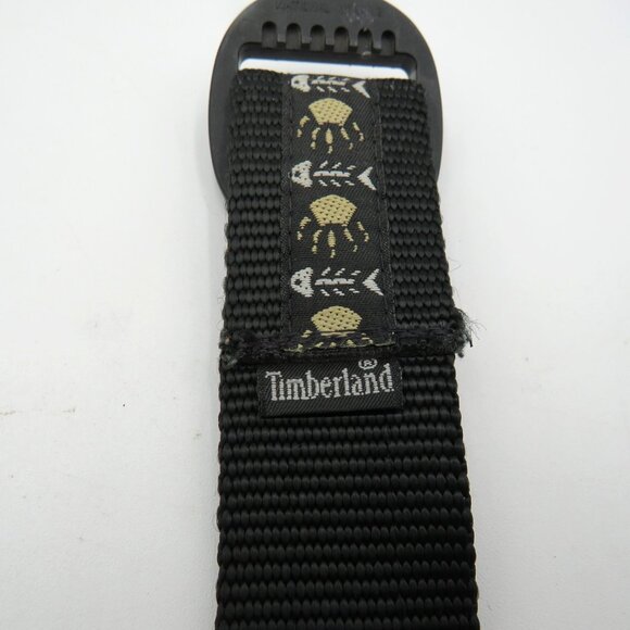Timberland Belt Mens Black Nylon Webbing Fish Skeleton Print Buckle Made USA - Picture 7 of 8
